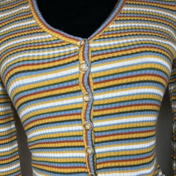 Sky and sparrow knit striped cropped top L - Picture 5 of 9